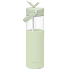 Sandjest Glass Water Bottle 20Oz with Silicone Sleeve and Straw Lid, Reusable Portable Drinking Bottle for Home Office Travel Gym Sport Christmas Gift